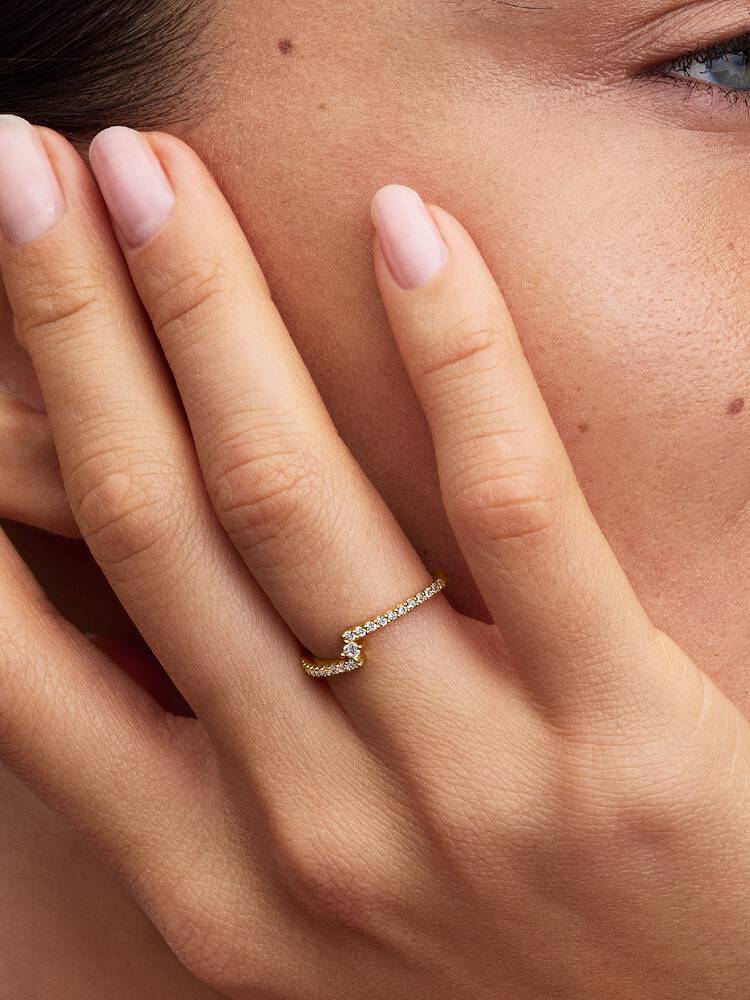 14-karätig vergoldeter Ring mit klarem Zirkonia