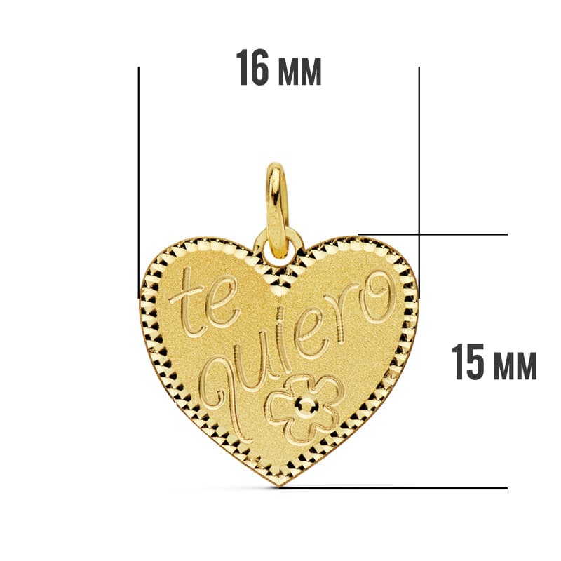18K gult guld hjärthänge “je Taime” 16X15 mm