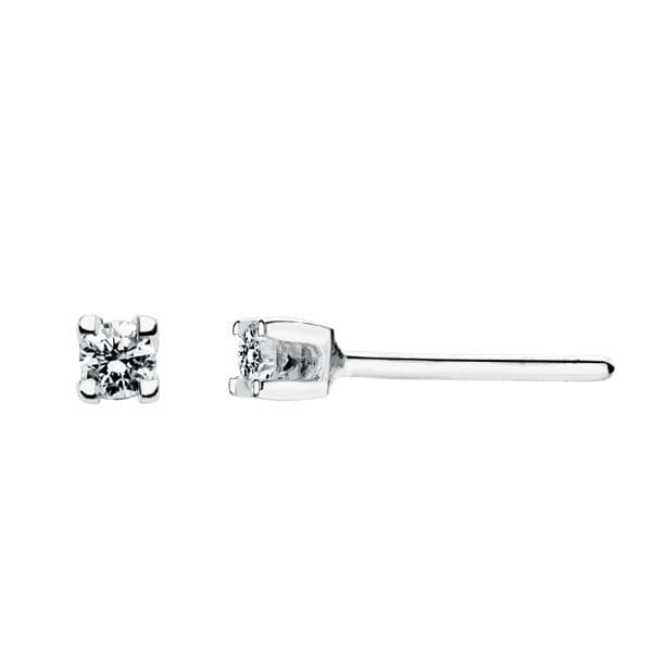 Pendientes de Oro Blanco de 18K 2 Diamantes de Laboratorio 0.09 Ct VS2-G Tamaño de Cierre a Presión: 2.5MM