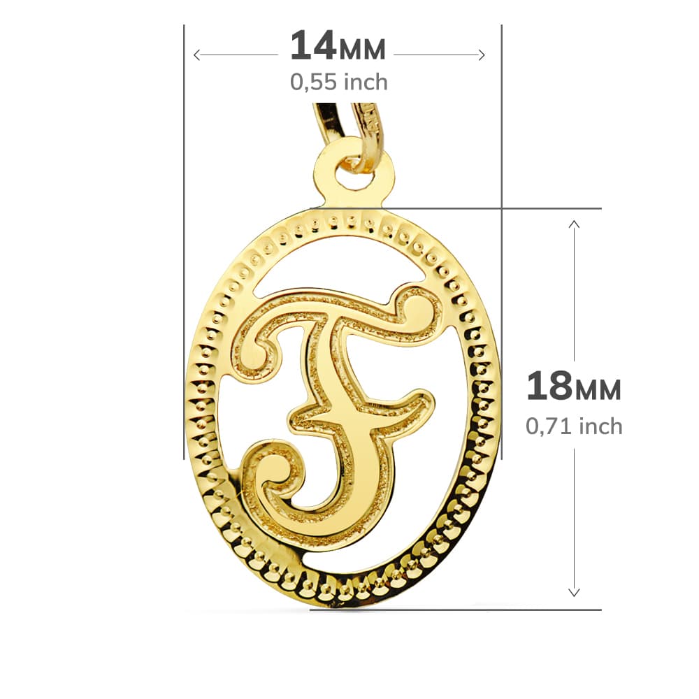 Initiële hanger 18K Initiële F 21X14 mm