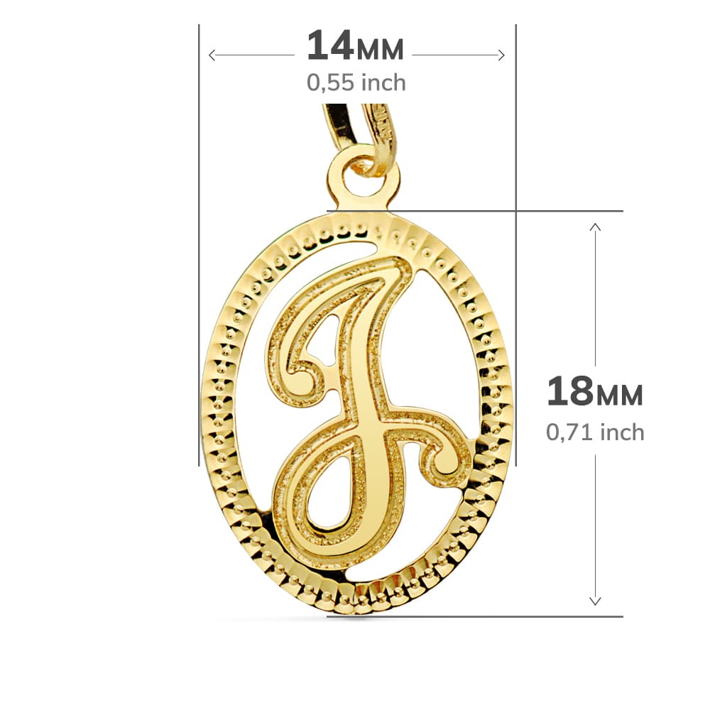 Pendentif Initial 18K Initial J 21X14 mm