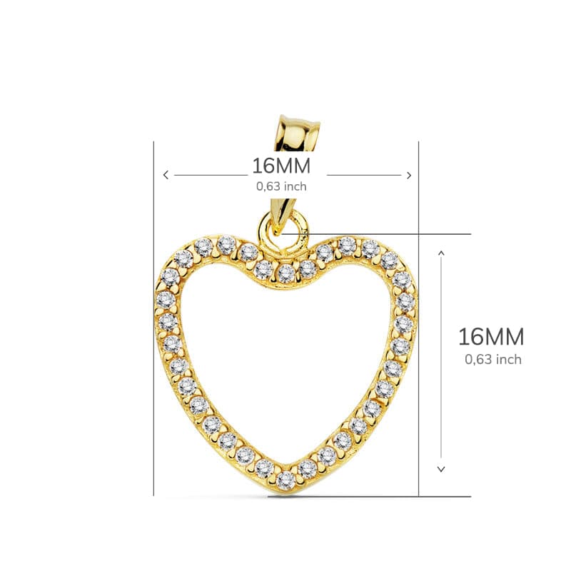 18K Guld Guld Zirkon Hjärthänge 16X16 mm