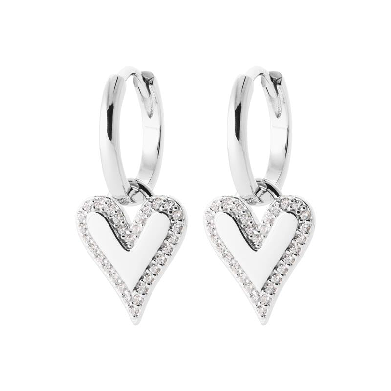 Charm - Heart - Silver - Creoles