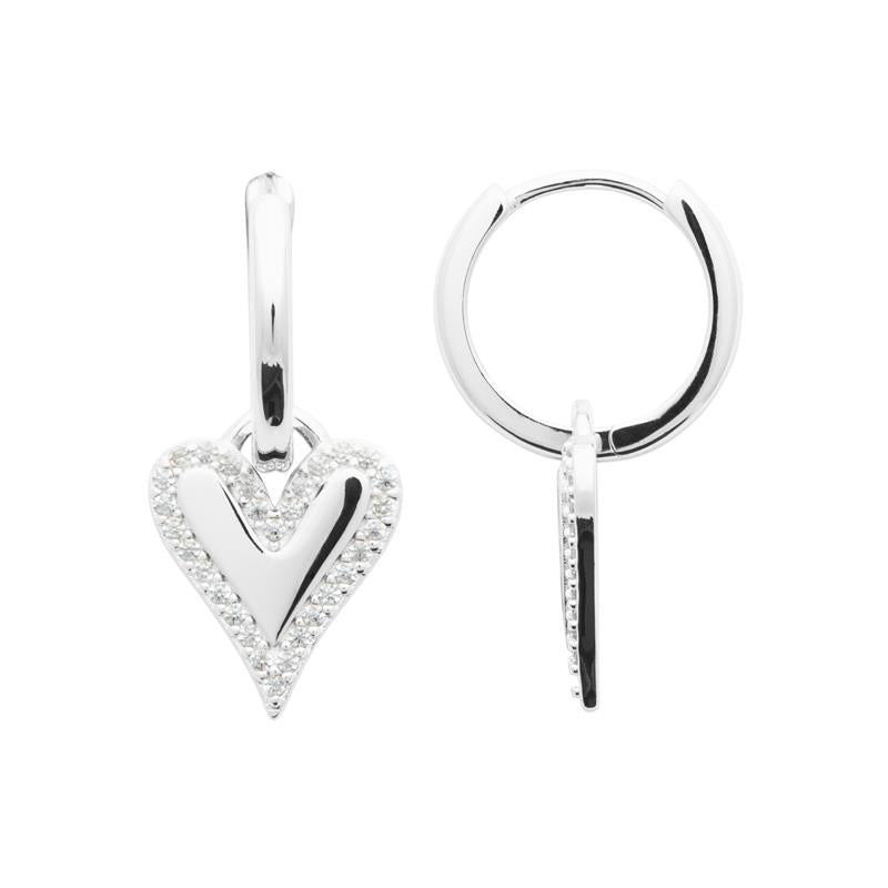 Charm - Heart - Silver - Creoles