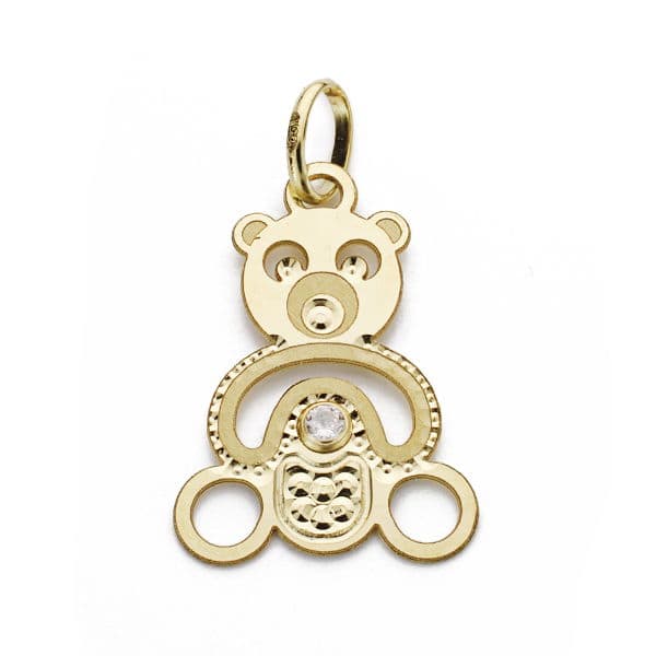 18K geelgouden open hanger met zirkonia-beer, 19X13MM