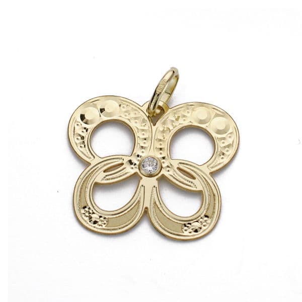 Pillangó medál 18K sárga arany cirkónia 15X18 mm