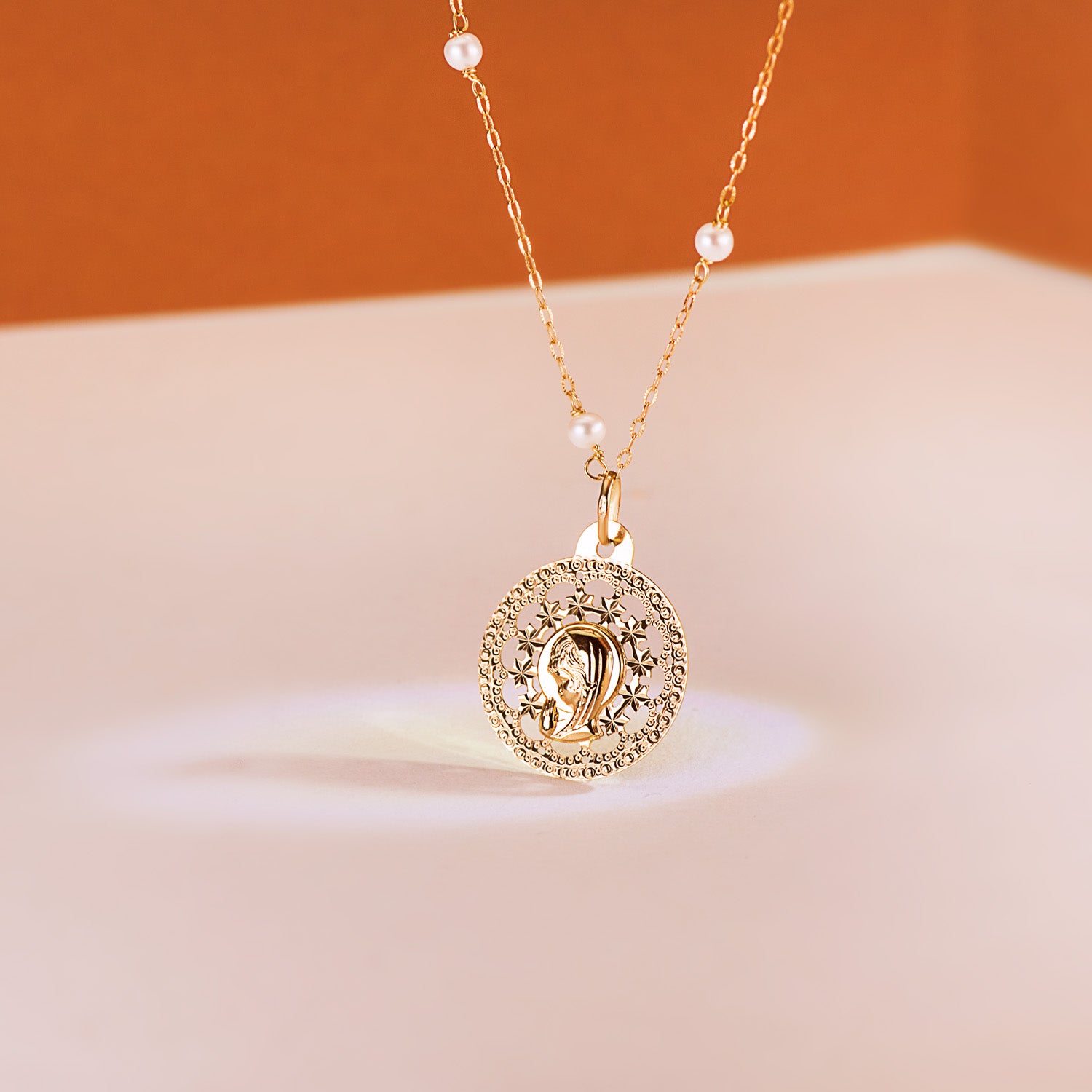 18K Médaille Vierge Fille 23X20MM