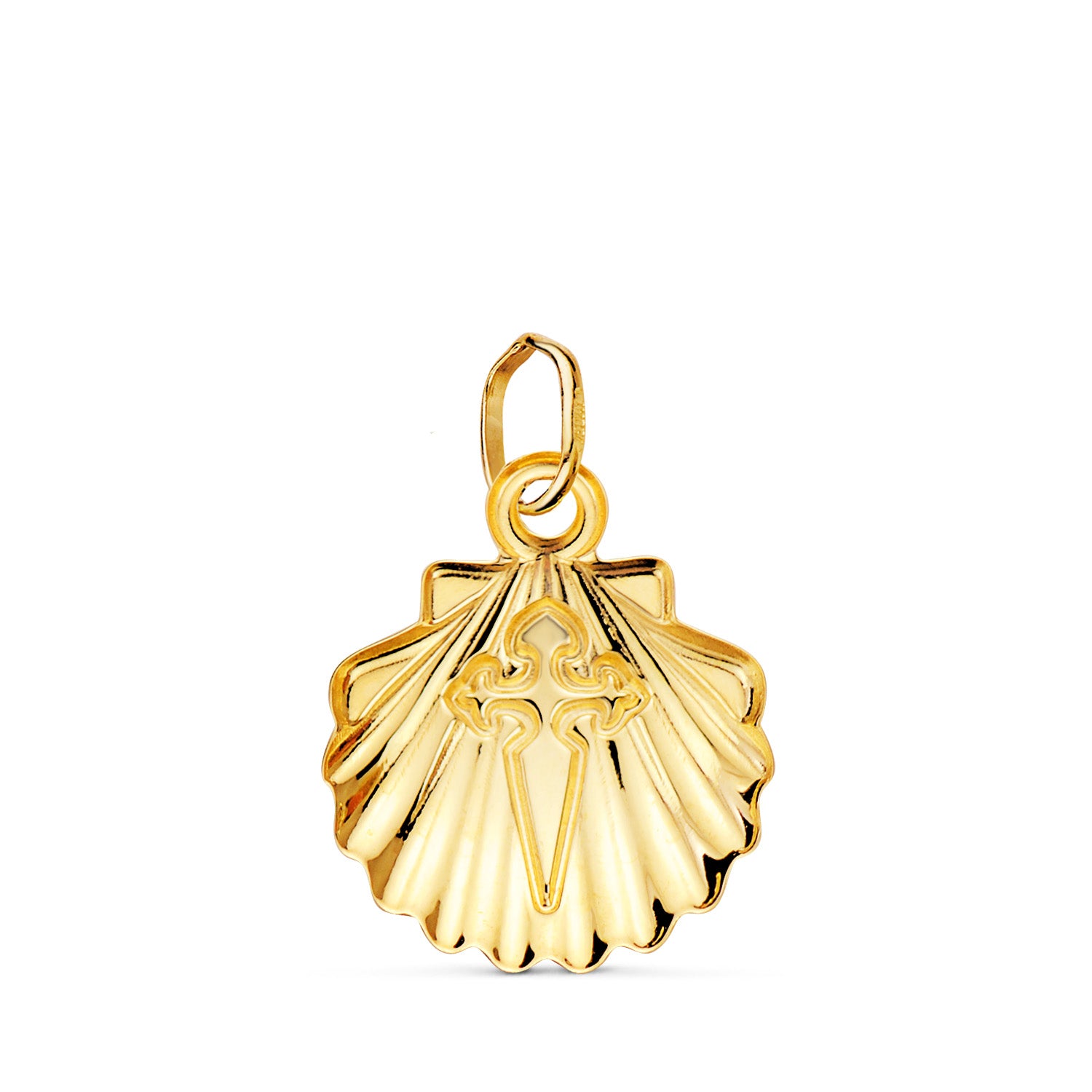 18K Simple Scallop Shell Pendant 14 mm