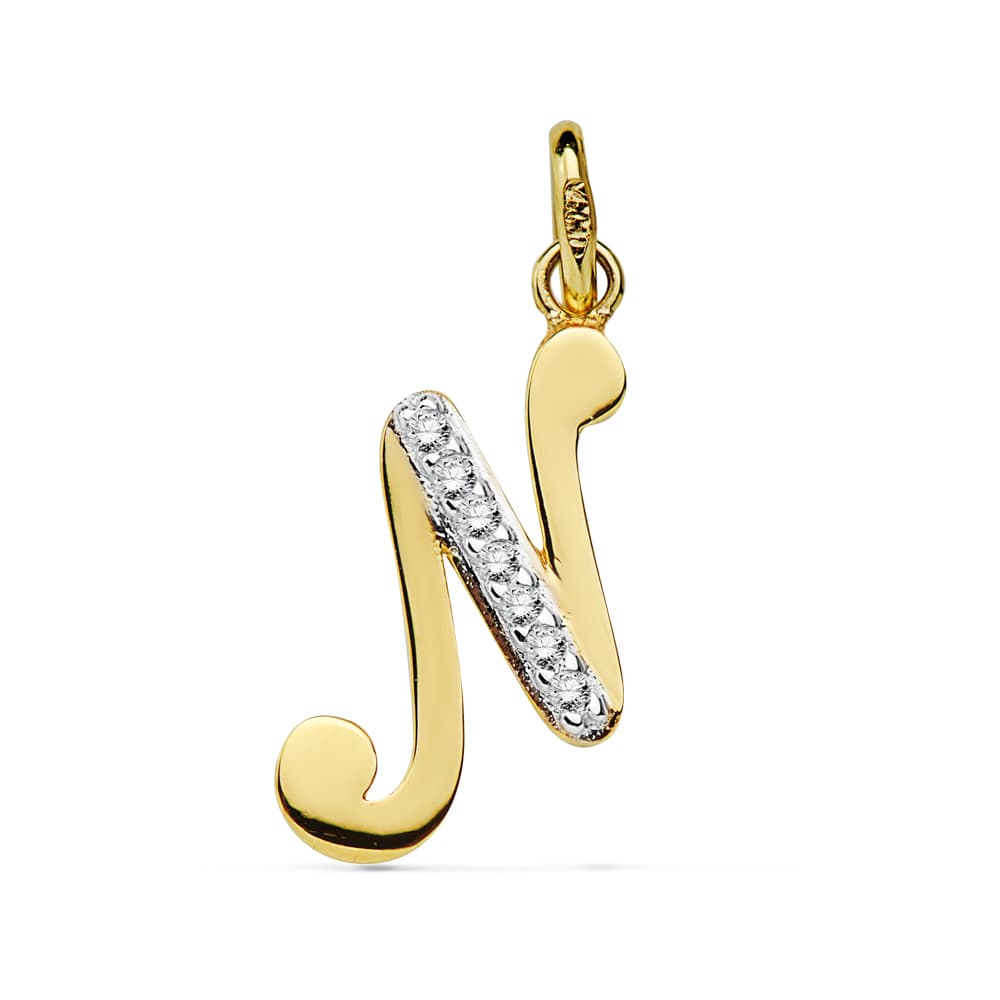 18K Tofarget gullanheng initial N Zirkon 13X10 mm