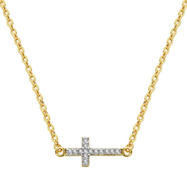 18K kéttónusú aranykeresztes medál 45 cm-es lánccal