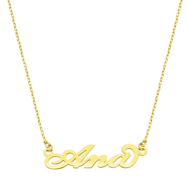 Collier en Or Jaune 18K Personnalisé Nom 3 Lettres Chaîne 45CM