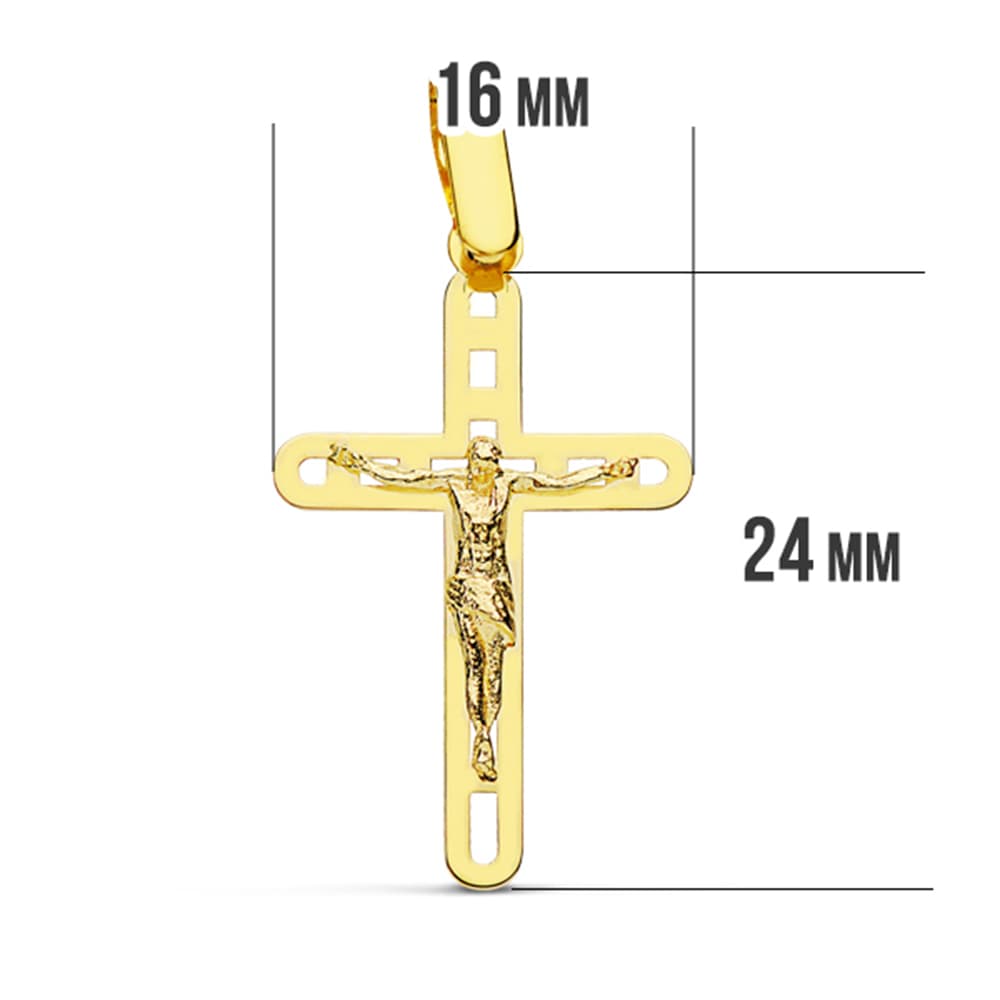 18K Yellow Gold Cross with Open Christ 26X16 mm