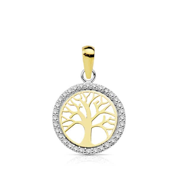 Pendentif Arbre de Vie en Or Bicolore 18K 13 mm
