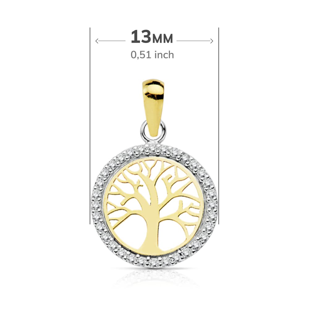 Pendentif Arbre de Vie en Or Bicolore 18K 13 mm