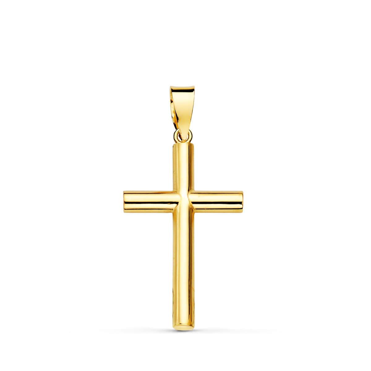 18K Croix en Or Jaune Creuse 21 X 13 X 2.5 mm