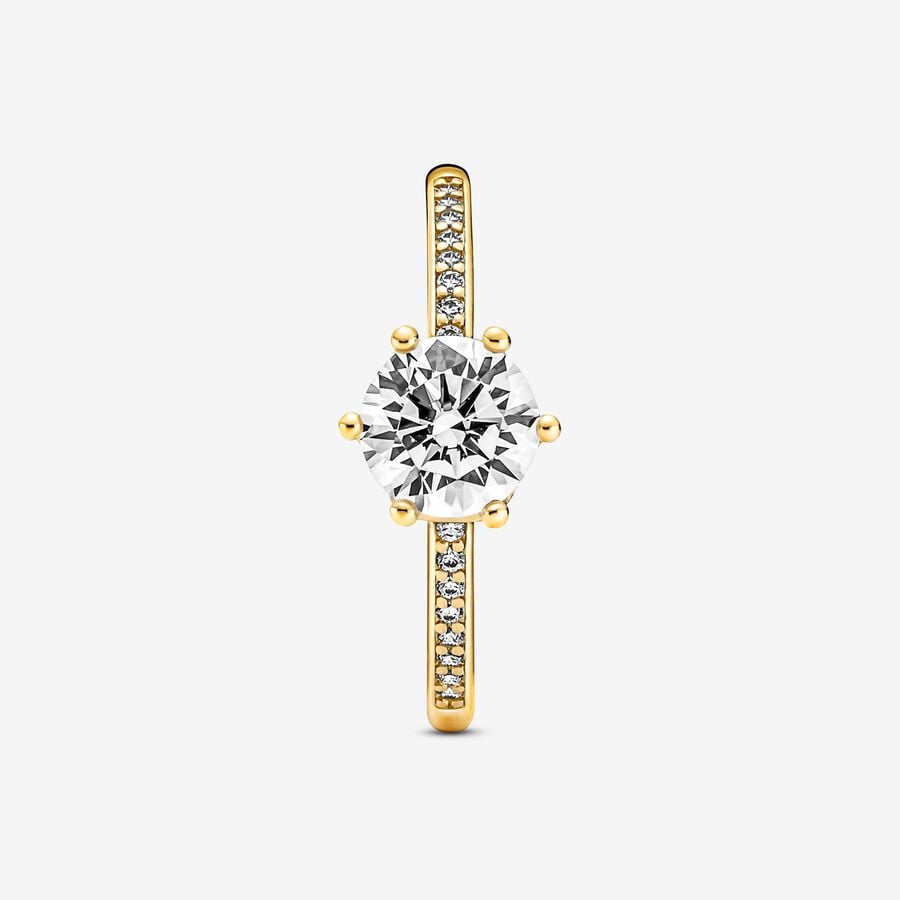 Crown Solitaire - Gold - Pandora Ring