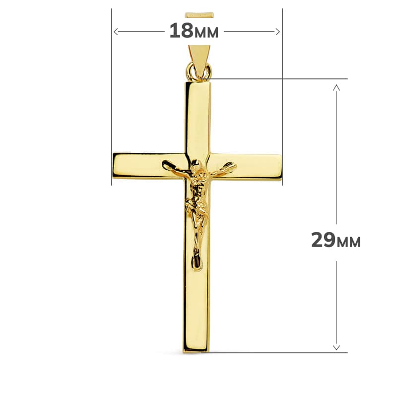 Cruce din Aur Galben 18K cu Hristos 29X18X3 mm