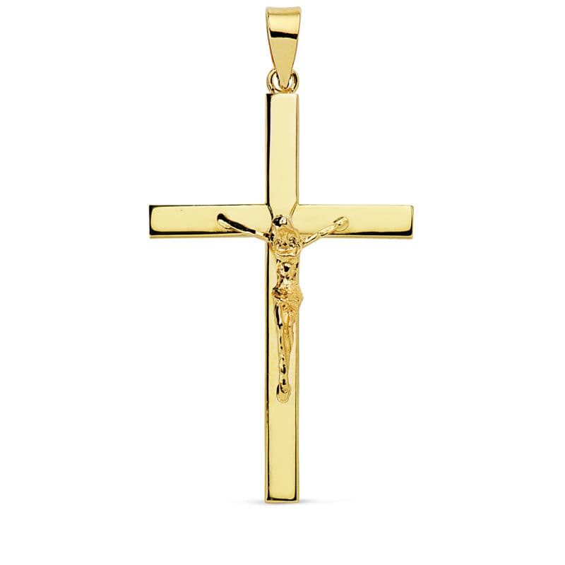 Croix en Or Jaune 18K avec Christ 35X22X3 mm
