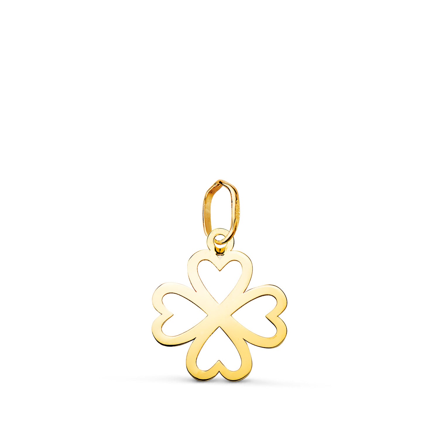 Shiny Openwork Clover Pendant in 18K Yellow Gold Measuring: 14 x 12 mm