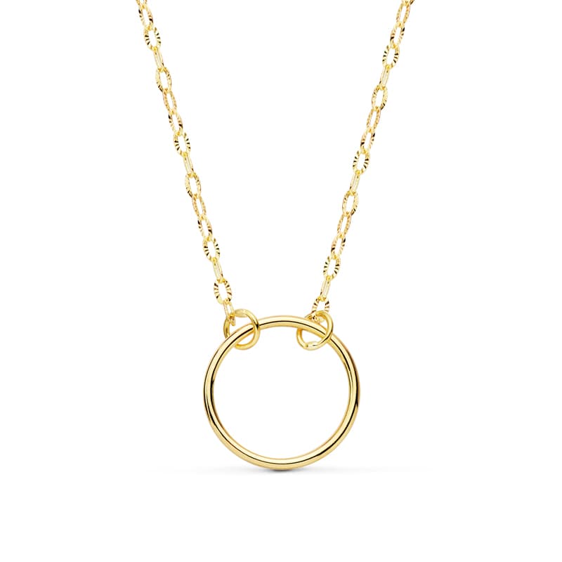 18K Gul Guld Halskæde Bøjle 13 mm Længde 42CM
