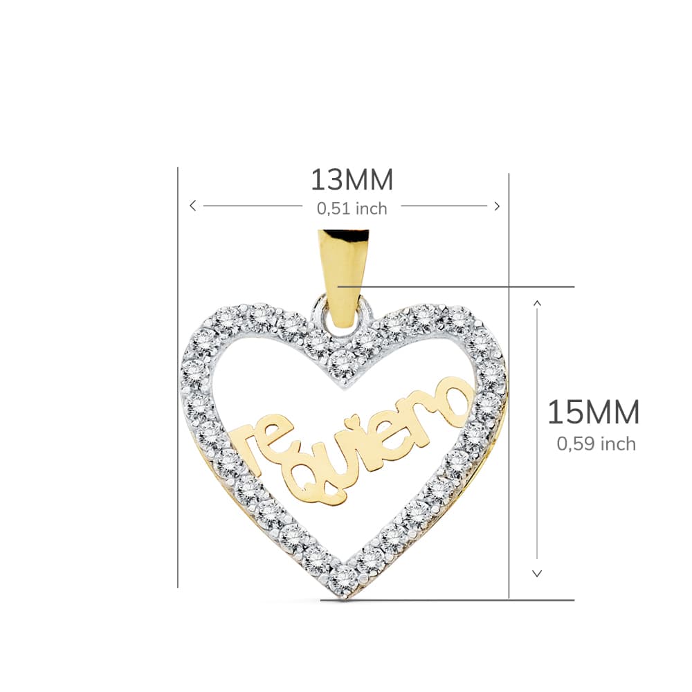 18K tvåfärgat guldhänge I Love Heart 15X13 mm