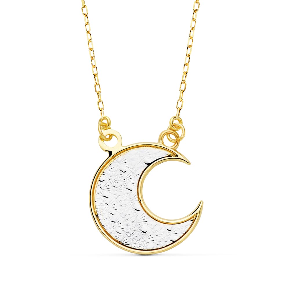 18K gull Halskjede Moon 14 mm Tofarget gull