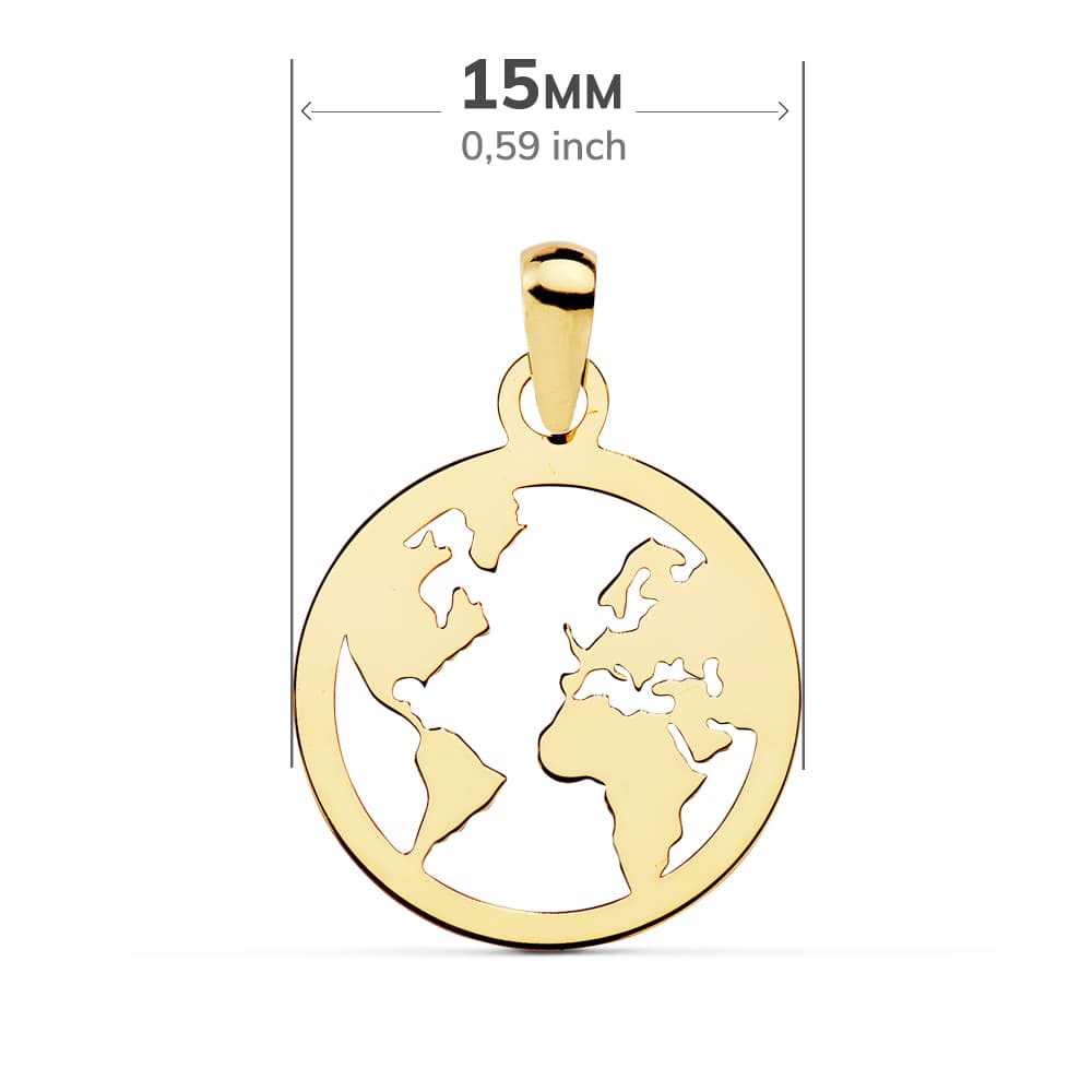 Pandantiv Harta Lumii Deschise din Aur Galben de 18K 15 mm