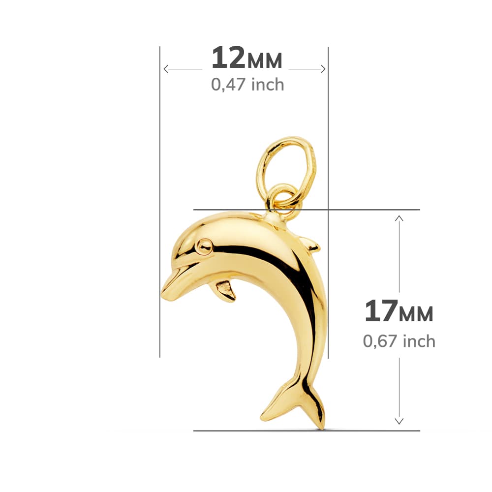 Glatt delfinanheng 18K gult gull 17X12 mm