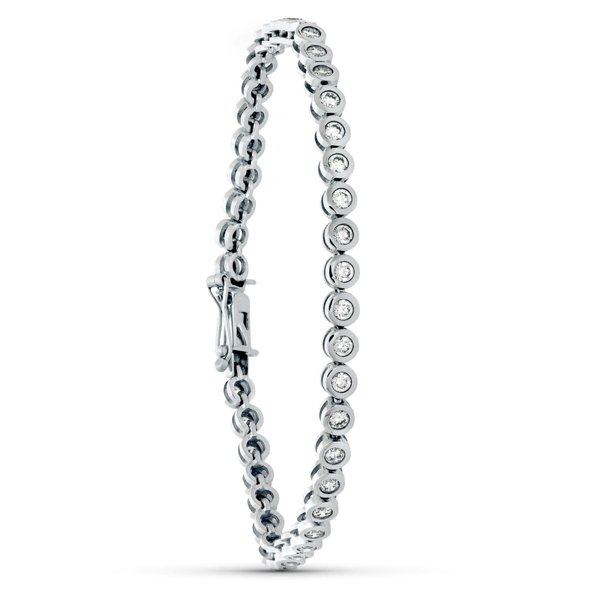 18K ホワイト ゴールド ブレスレット ジルコン 19.5 cm