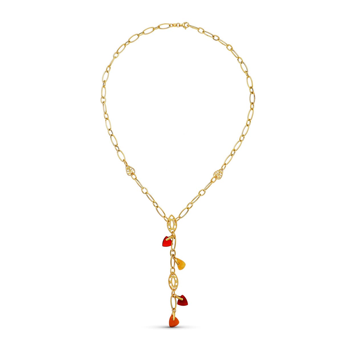 18K gult guld halsband med stenar