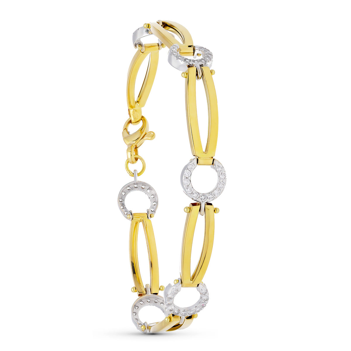 18K ゴールド ツートーン ジルコン ブレスレット
