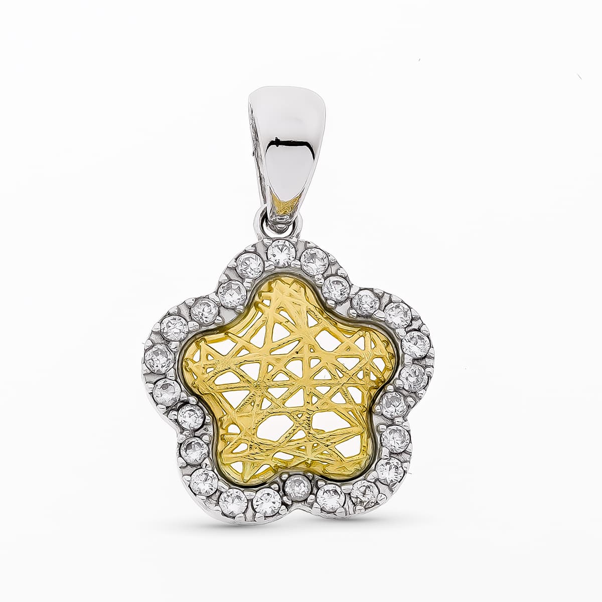 Pingente em ouro bicolor 18K 21 x 18 mm