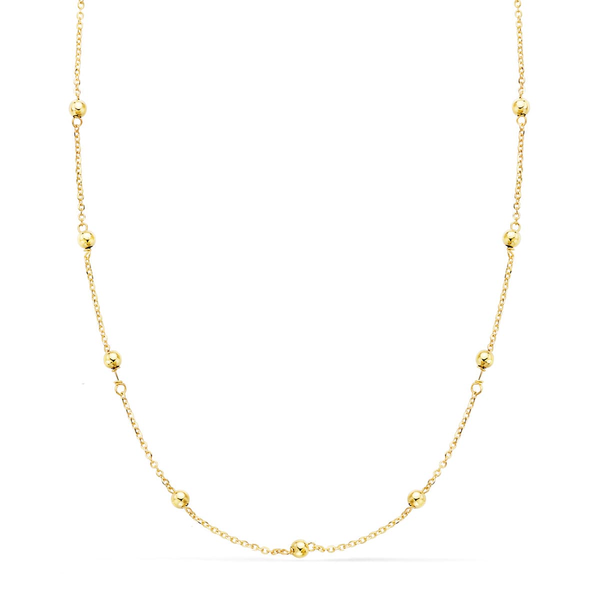 Corrente em ouro amarelo maciço 18K com bolas lisas de 3 mm 50 cm