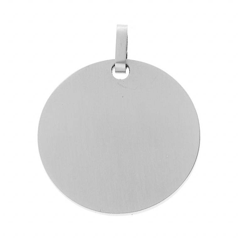 Pendentif à graver rond lisse grand modèle en acier