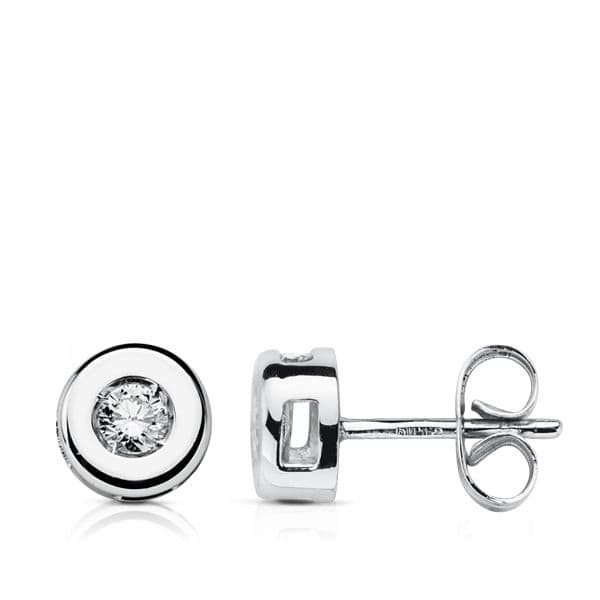 Aretes en Oro Blanco 18K Diamantes Lab 0.220 Cts VS2-G Tamaño: 6.5 mm Cierre a presión