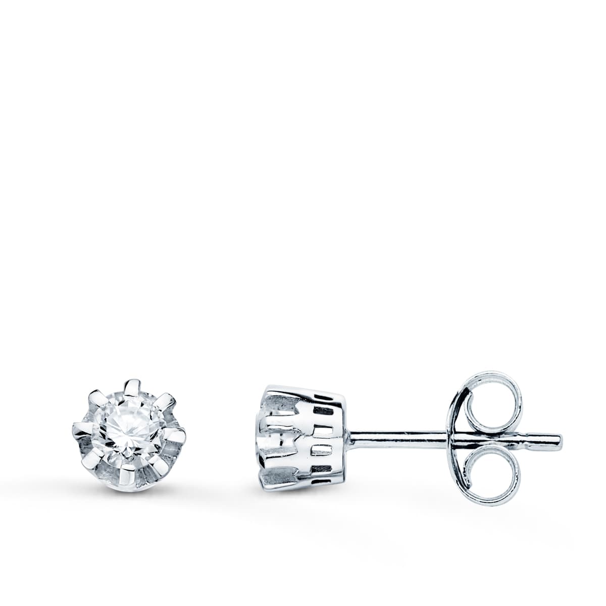 Boucles d'oreilles en Or Blanc 18K avec 0.30 Ct de Diamants de Laboratoire G-VS2 Fermeture à Pression