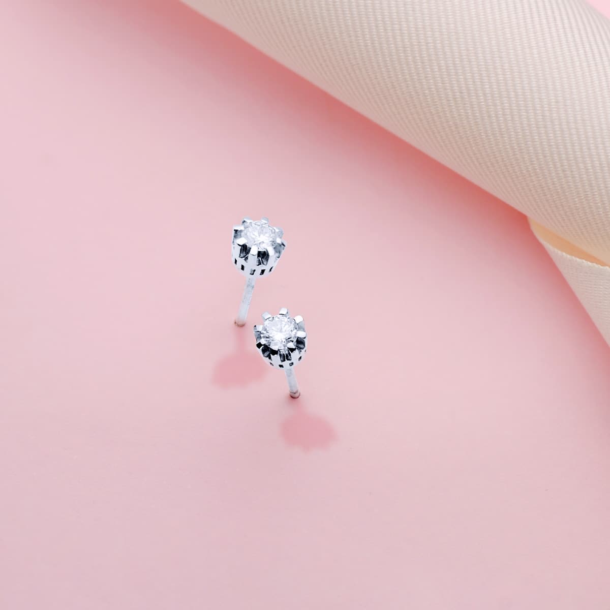 Boucles d'oreilles en Or Blanc 18K avec 0.30 Ct de Diamants de Laboratoire G-VS2 Fermeture à Pression