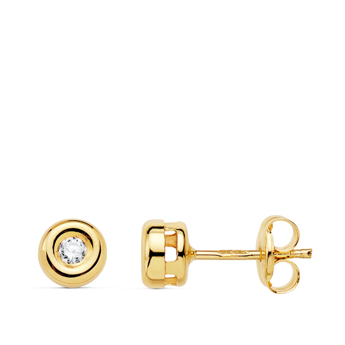 Earrings in 18K Yellow Gold Lab Diamonds 0.07 Cts VS2-G Size: 4.75 mm Snap Closure