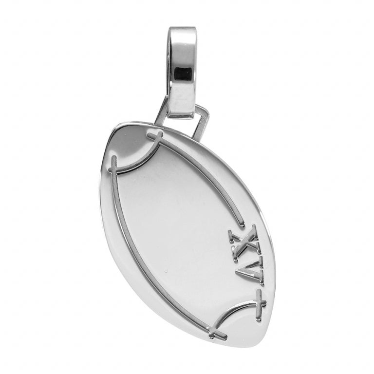 Pendentif mode ballon de rugby XV en acier finition polie