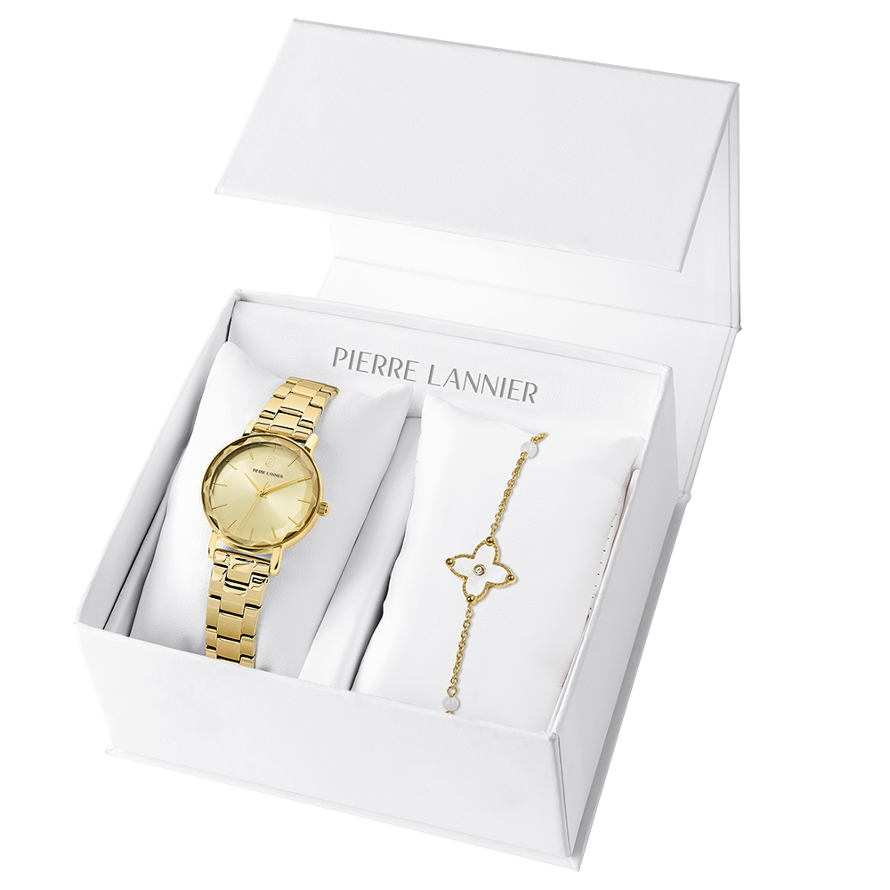 Montre femme Pierre Lannier MULTIPLES 178G542 – cadran doré bracelet acier doré – vue de face