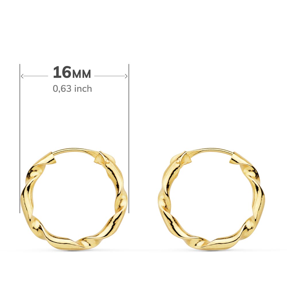 18K geelgouden holle oorringen 16 x 2 mm