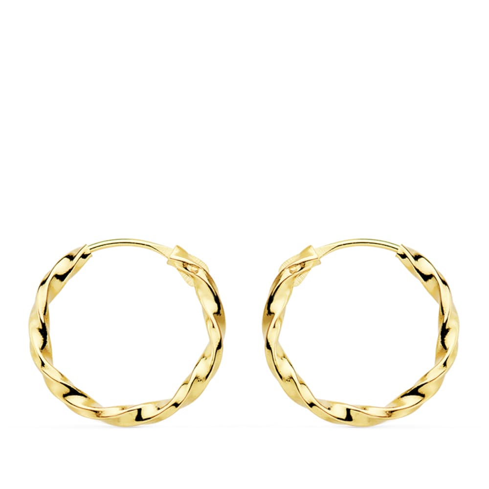 Cercei cu cerc răsucite din aur galben de 18K 14 X 1,5 mm