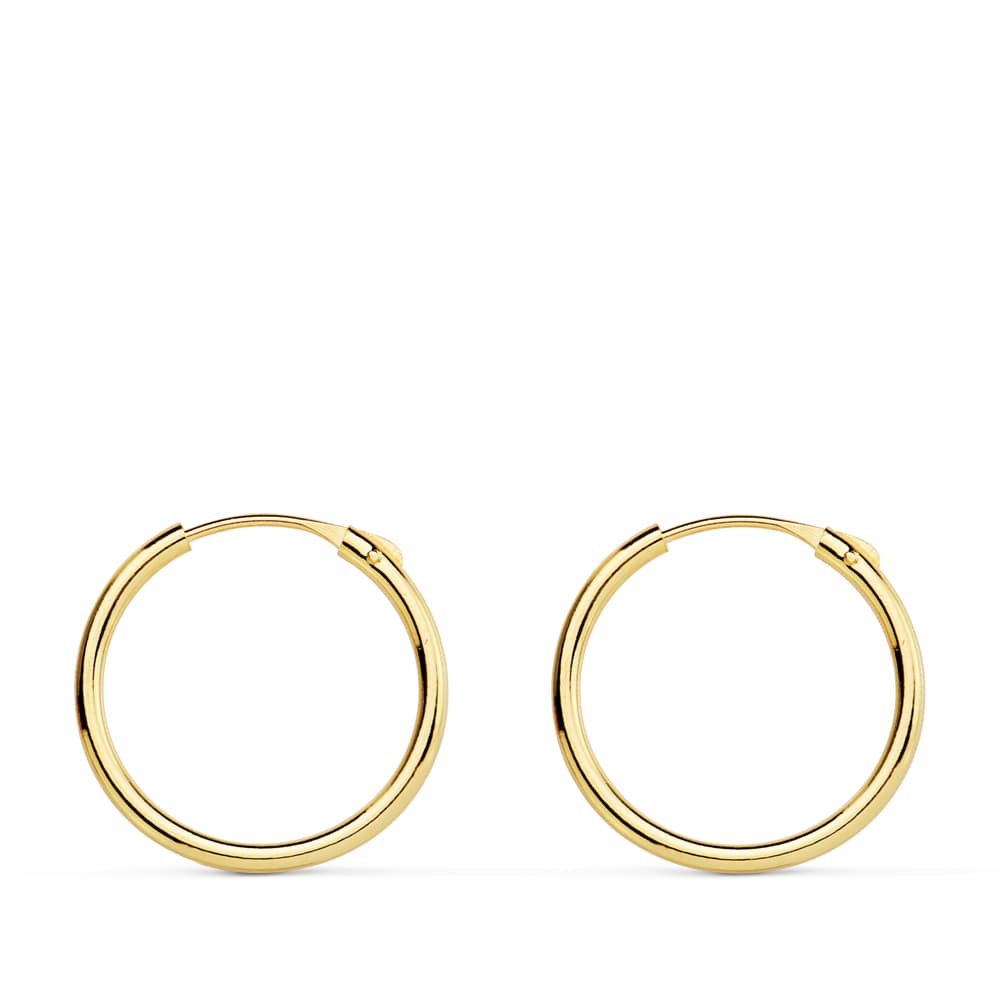 Pendientes Aros Huecos Oro Amarillo 18K 15 X 1,20 mm