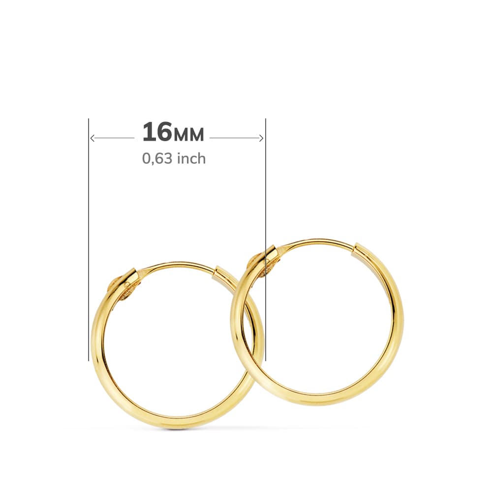 Lette halvbøyler i 18K gult gull 16X3 mm