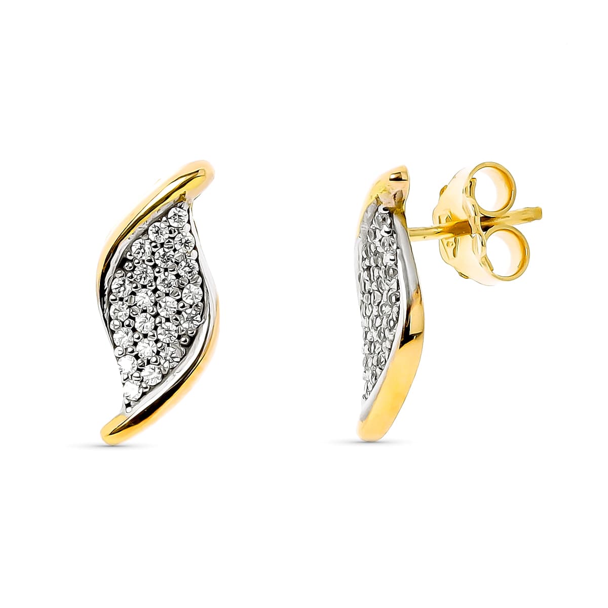 18K gull To-tone Zirconia øredobber