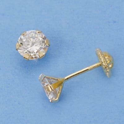 18K 5mm Kübik Zirkon Uçlu Küpe.