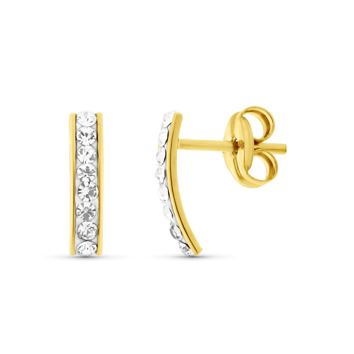 Pendientes Oro Amarillo 18K Circonitas 9X2 mm Cierre Mariposa
