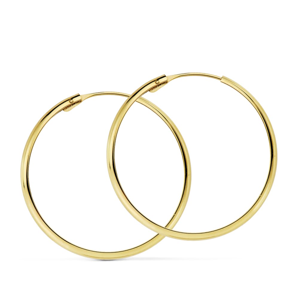 Boucles d'oreilles Or Jaune 18K Clair 30X3 mm Demi-rondes Unies