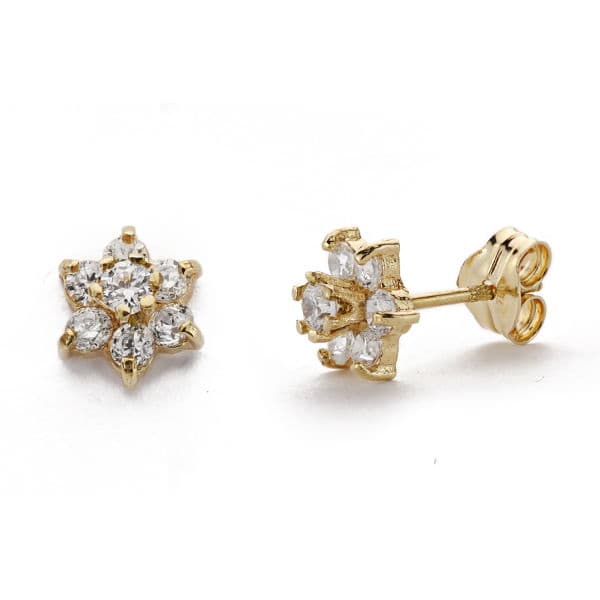Boucles d'oreilles Présure Or Jaune 9K 6X6 mm Fermoir Poussettes Papillon
