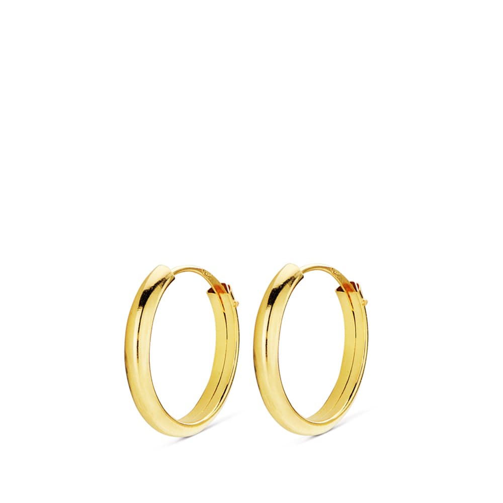 Brincos semicírculo em ouro amarelo 18K liso e claro 14X2 mm